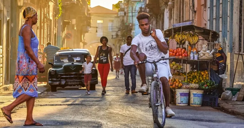 Collection of locals in Havana wearing casual clothes