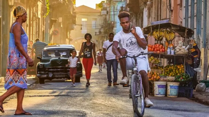 Collection of locals in Havana wearing casual clothes