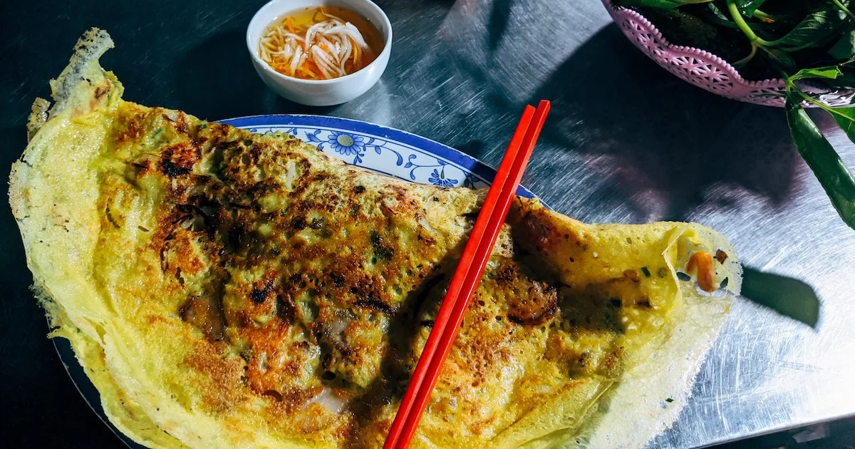 Savoury rice pancake and chopsticks