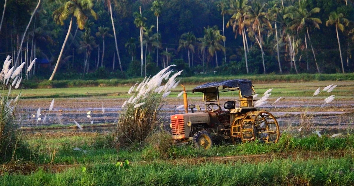 Tractor on a farm in Kerala