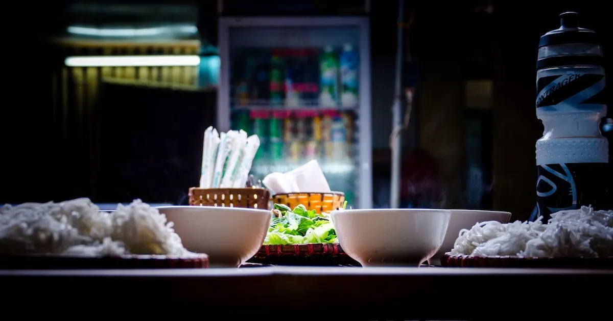 Street food table in Vietnam