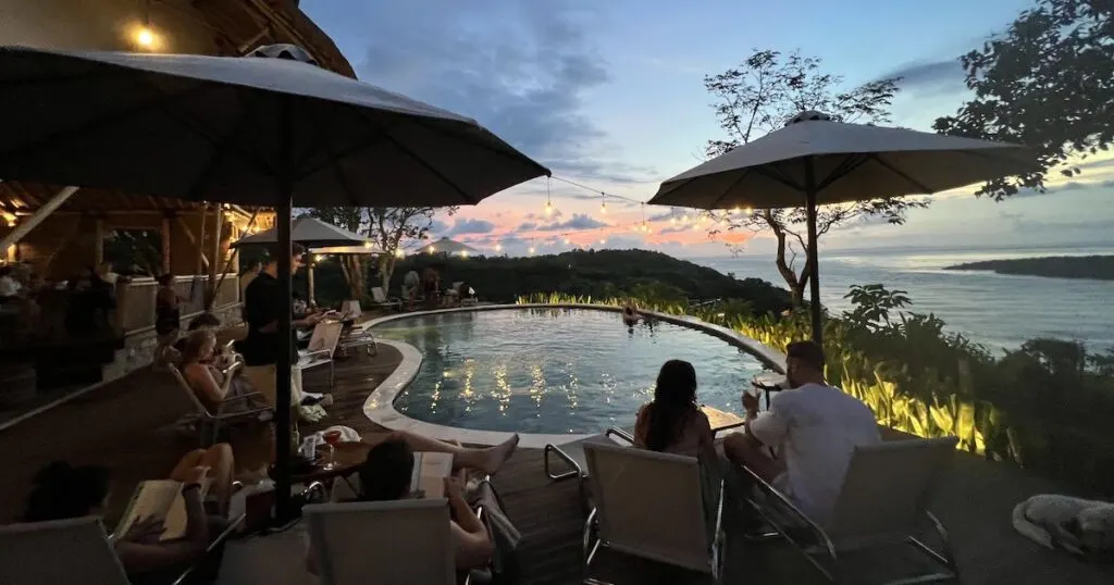 People gathered at Amok Sunset Bar in Nusa Penida