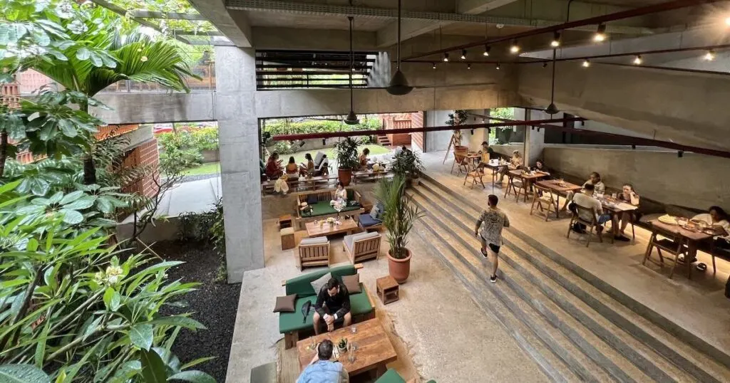 Aerial view of a co-working space in Canggu.
