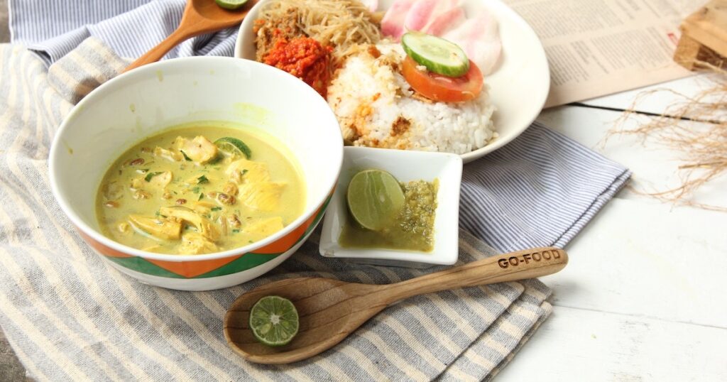 A bowl of soto, an Indonesian dish with coconut milk and turmeric.
