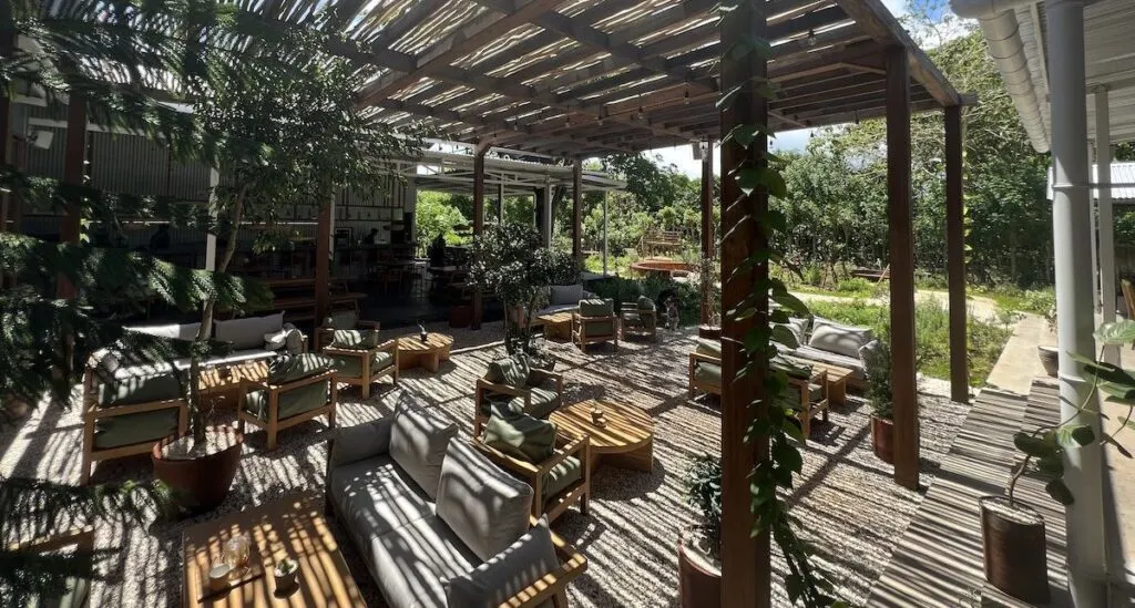 Outdoor seating at Alchemy Restaurant in Uluwatu in Bali.