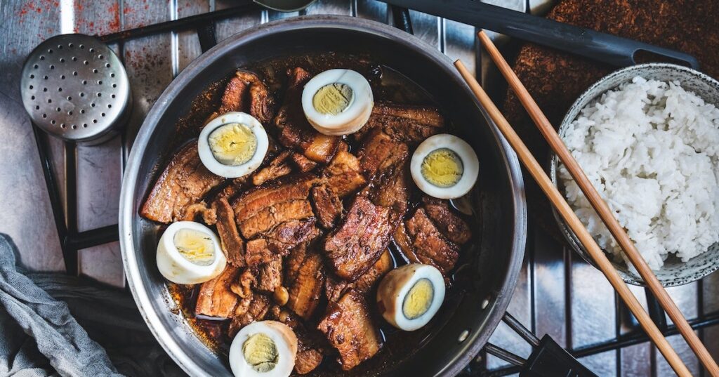 A bowl of pork adobo, one of the most famous foods in the Philippines.
