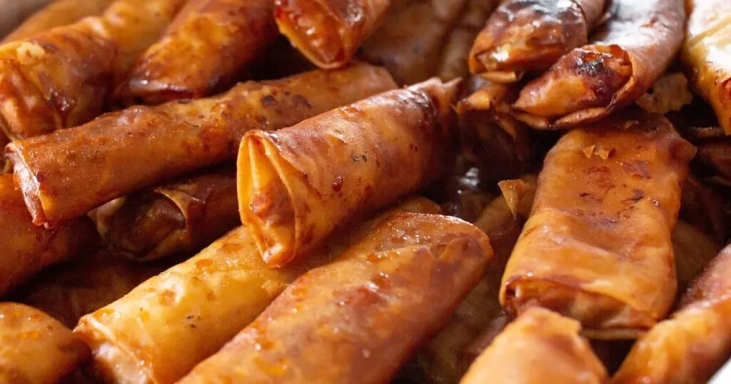 Lumpia, a spring roll containing wheat flour.