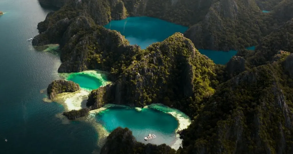 Aerial view of Barracuda Lake, a popular spot for Coron island hopping tours.