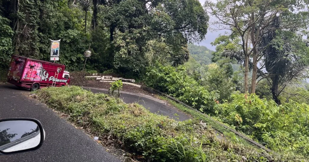 One of the hairpin turns on Kelok 44 near Lake Maninjau.