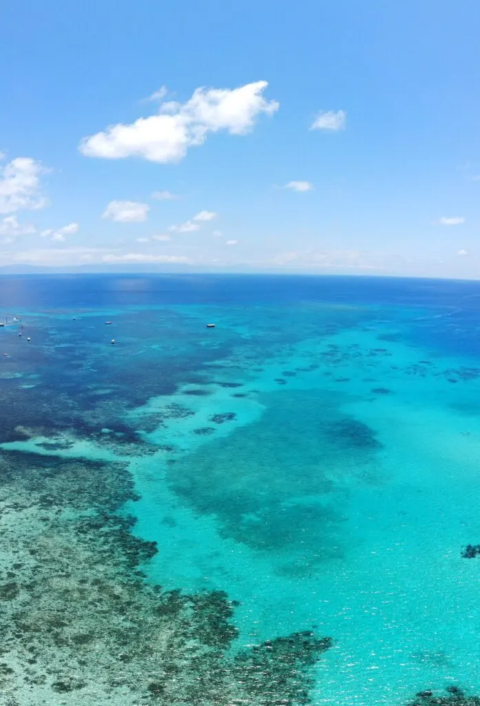 Aerial view of the Great Barrier Reef in Cairns.