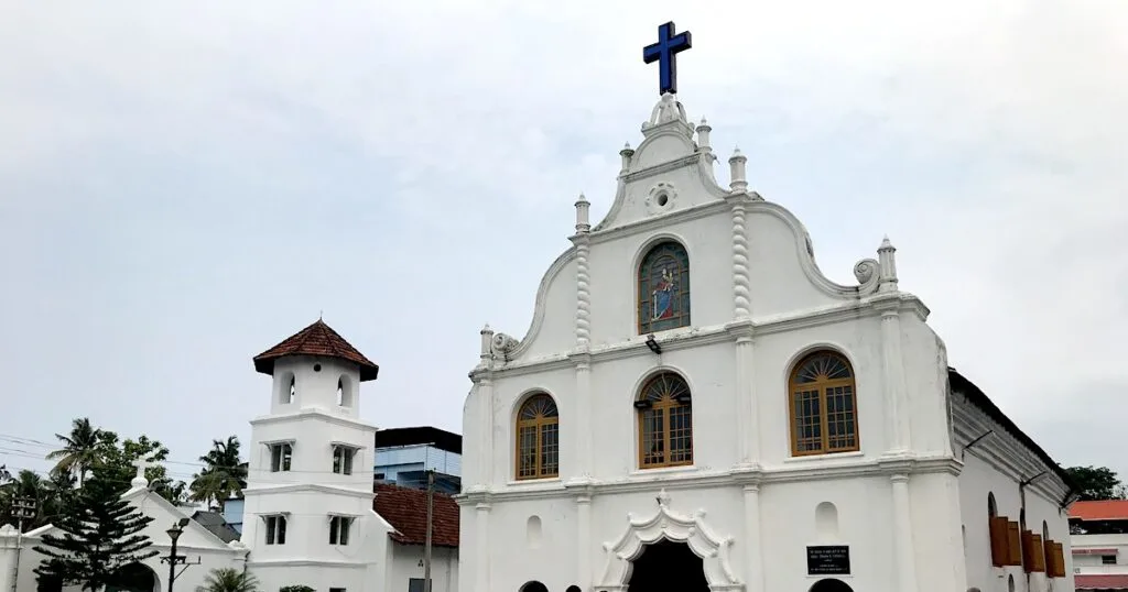 A typical white-coloured church in Kochi.