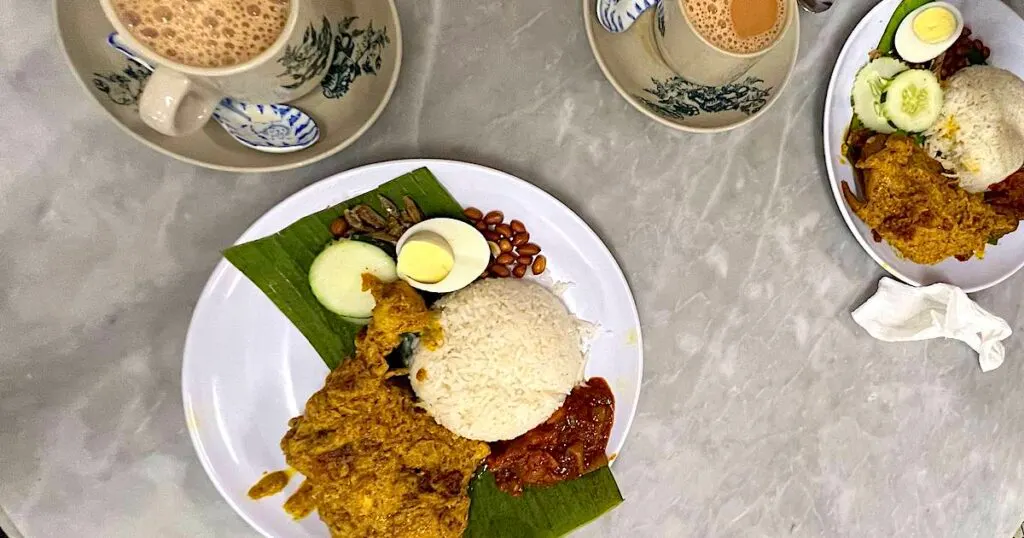 Nasi lemak and teh tarik at Capitol Cafe in Bukit Bintang.