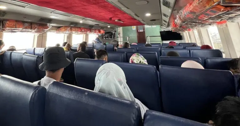 Passengers seated on the ferry to Pangkor Island in Malaysia.